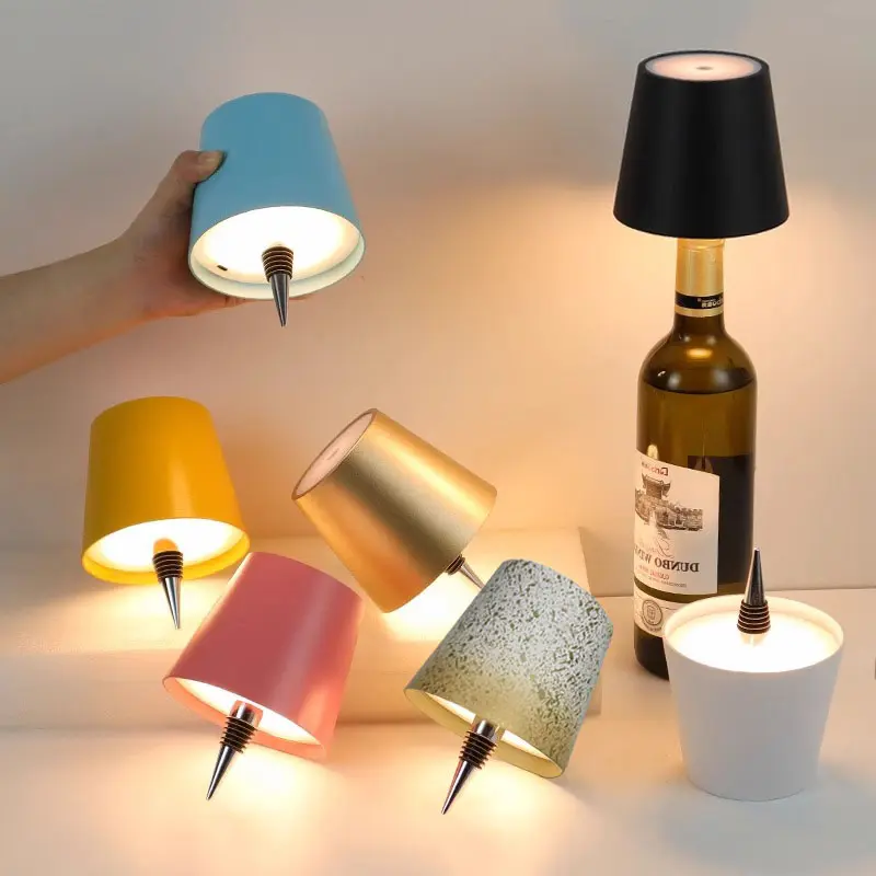 Embedded Bottle Table Lamp, Modern Simple Charging LED Light, Three-Color Dimmable USB Atmosphere Lamp, Decorative Atmosphere Light, Bar Restaurant Living Room Bedroom Nightlight, Decor Lighting