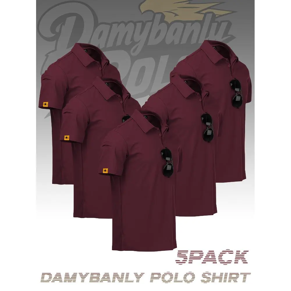Damybanly 5 Pack Mens Polo Shirt Short Sleeve Sports Tactical T-Shirt Athletic Golf Polos Daily Casual Stylish Collared Shirts for Men