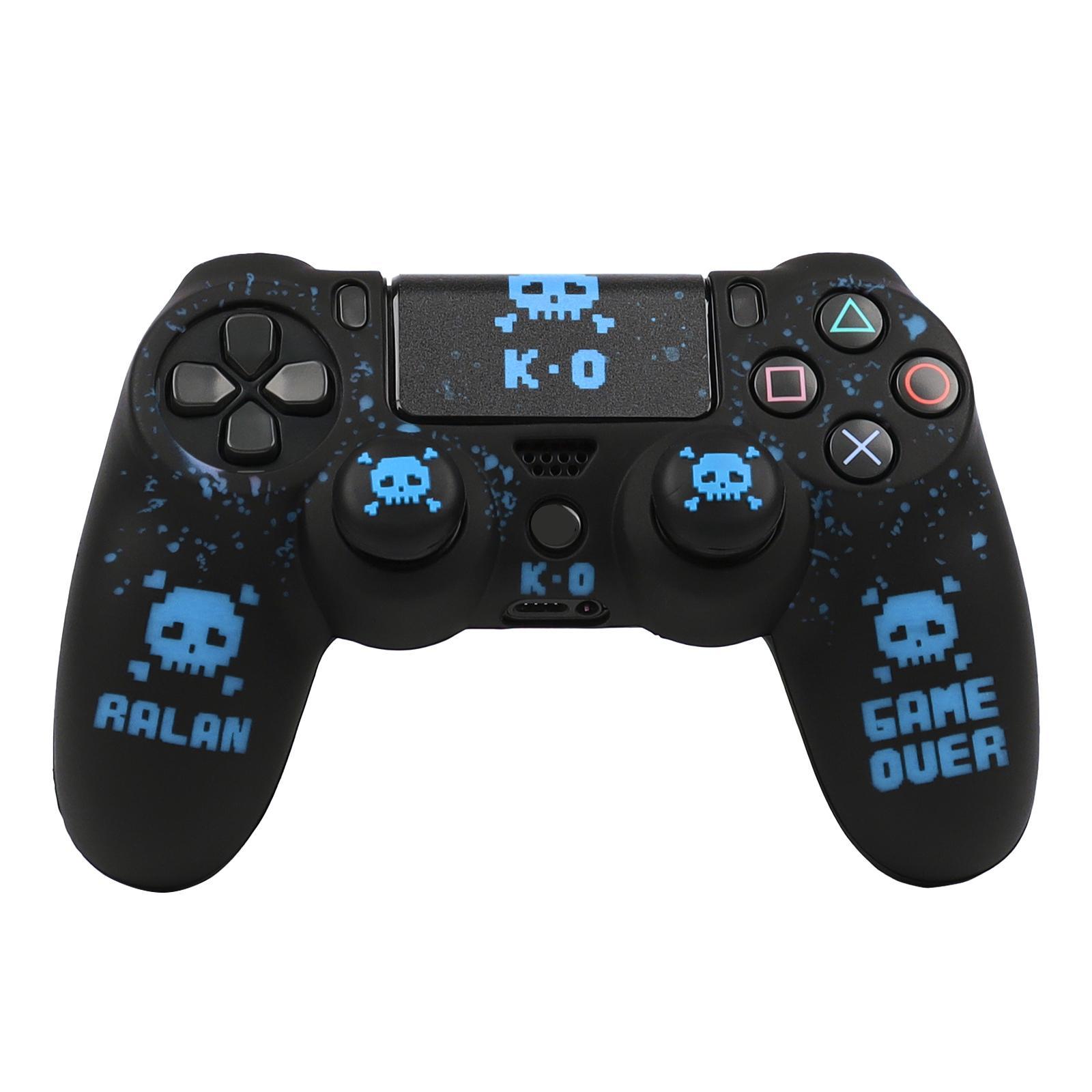 RALAN Silicone Game Controller Protective Case Cover with 2 Thumb Grip Cap & 1 Touch Screen Sticker, Game Controller Protector, Console Accessories for PS4