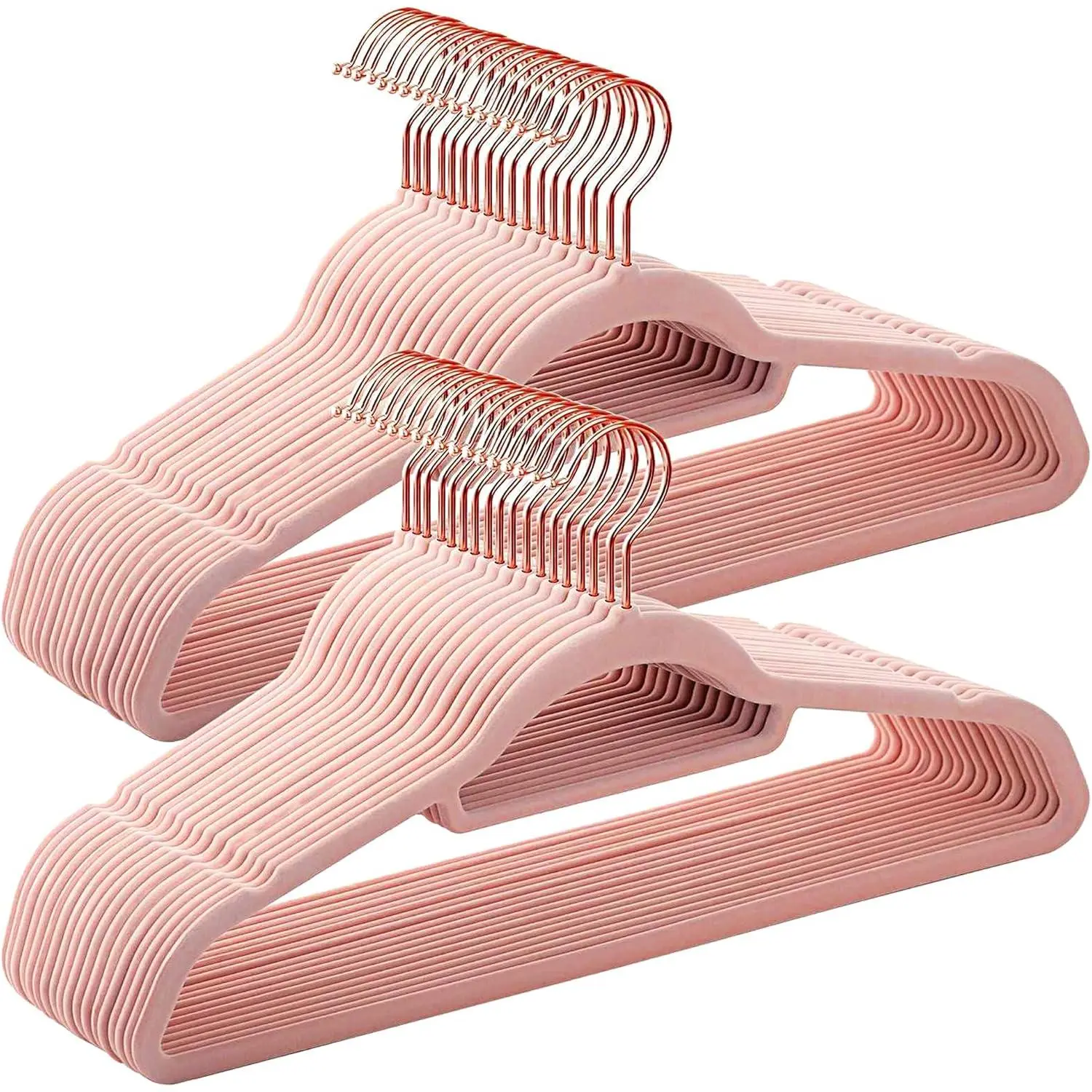 Pink Velvet Hangers 30 Pack - Rose Gold Hook, Space Saving Non-Slip Clothes Hangers, 16.5 Inch with Tie Bar for Coats,Sweater,Jackets,Dresses, Shirts, Suits & T-Shirts