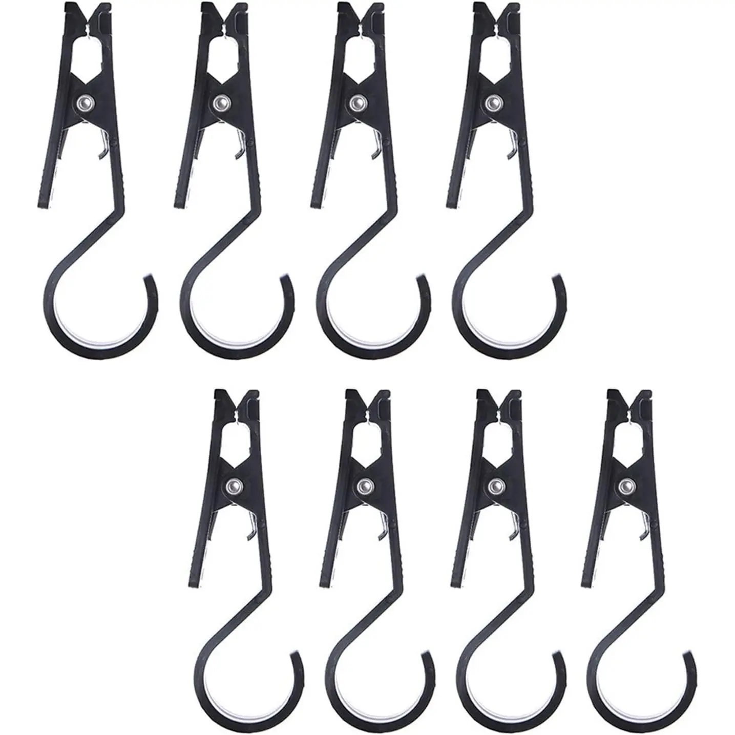 8 Pcs Super Strong Heavy Duty Black Plastic Laundry Hooks Clips Clothes Pins Hangers with Clips for Home Travel Outdoor Camping Tent