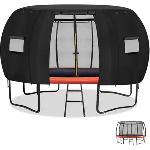 Outdoor Round Trampoline Cover-12FT Trampoline Tent Sunshade Canopy, Fits Most 8-Pole Circular Trampolines, 600D Heavy-Duty Oxford Fabric (Tent Only) (Grey, 12FT)