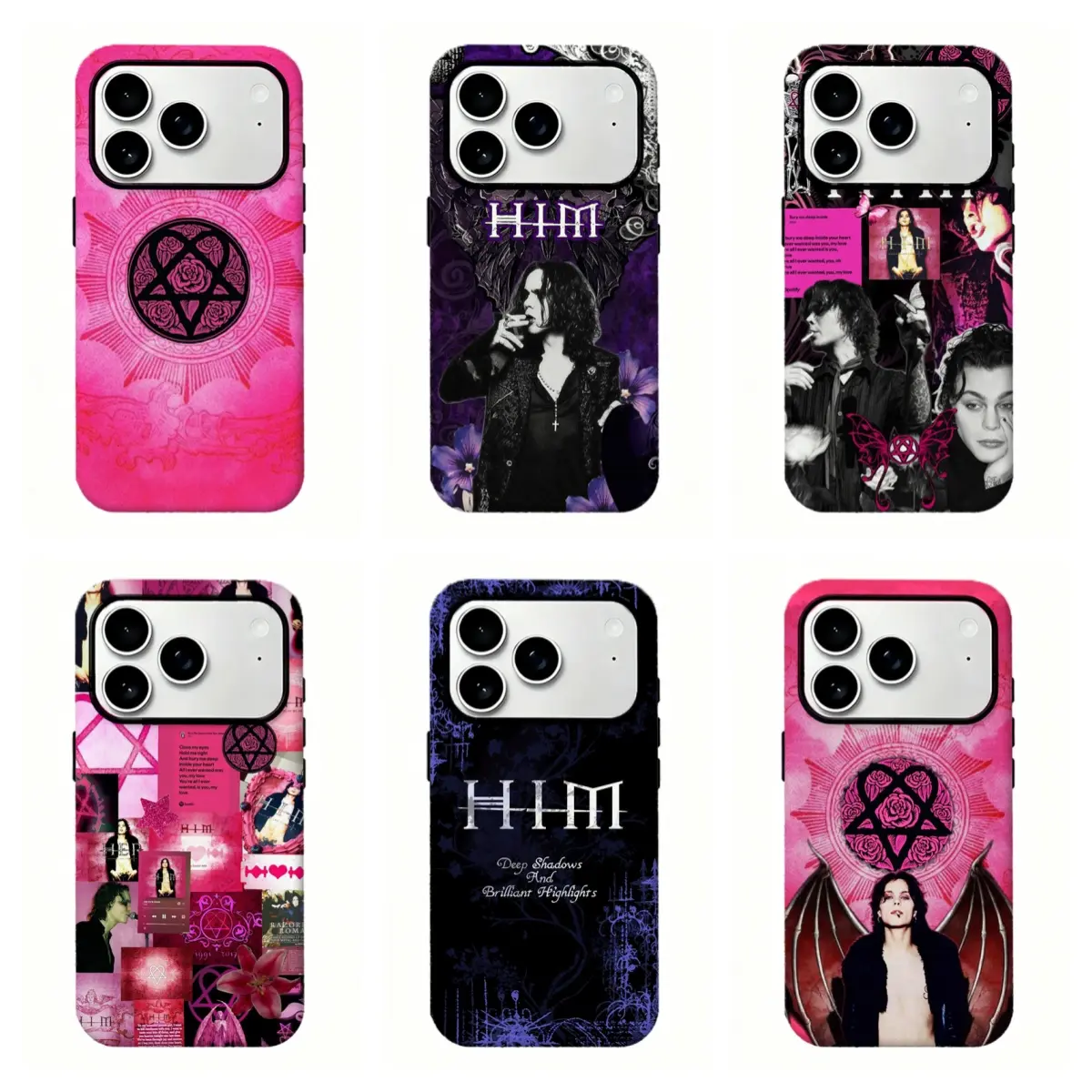 Gothic HIM Band Heartagram Phone Case,For iPhone 11 12 13 14 15 16 17 pro max for Samsung S26 S25 S24 S23 S22 S21 phone Cases,Gifts For Fans Men Women,phone cases