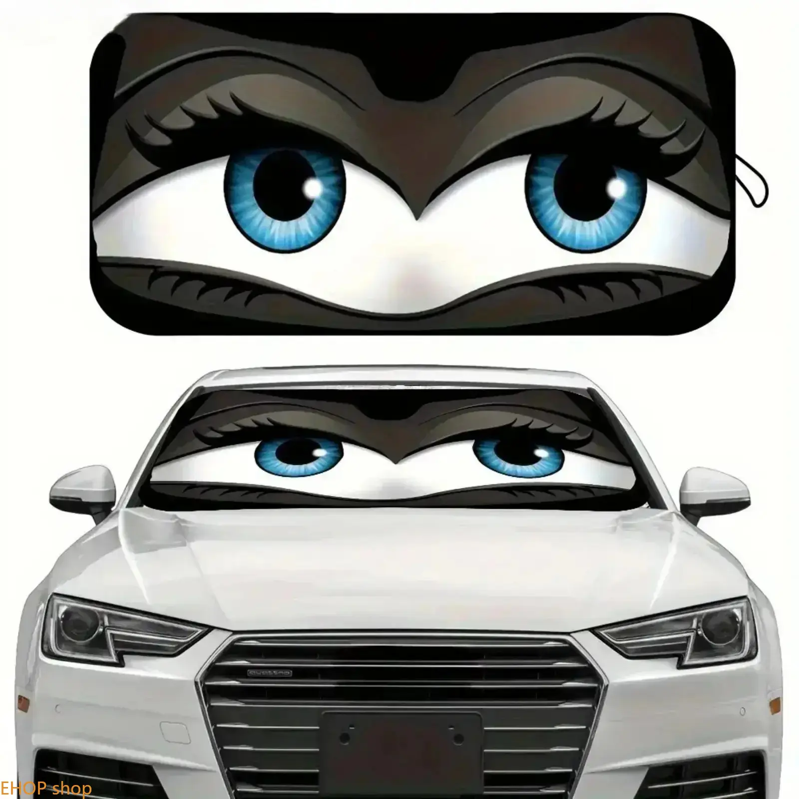 Cartoon Foldable Windshield Sunshade UV Blocking Front Window Heat Insulation Sun Cover Quick Install Auto Ornament Lightweight Portable Vehicle Accessory Compatible With Most Sedans SUV Daily Driving Sun Protection