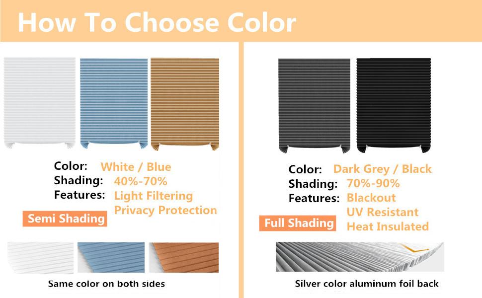 Window Blinds Cordless Blackout No Drill Cut to Size Clip On Stick On Self Adhesive Temporary Blinds Pleated Paper Blinds for Windows Doors Shades for Home Nursery Bedroom Kitchen Bathroom