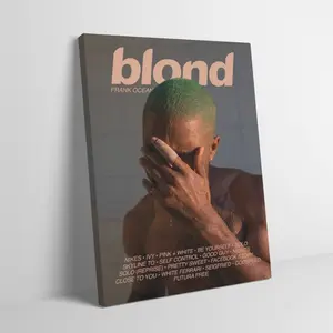Frank singer Ocean Blond Album Tracklist Canvas Art - Retro R&B Music Poster Wall Hanging, Green Hair Male Portrait Fabric Poster paintings, Creative Aesthetic Hip Hop Room Decor Poster paintings for Dorm