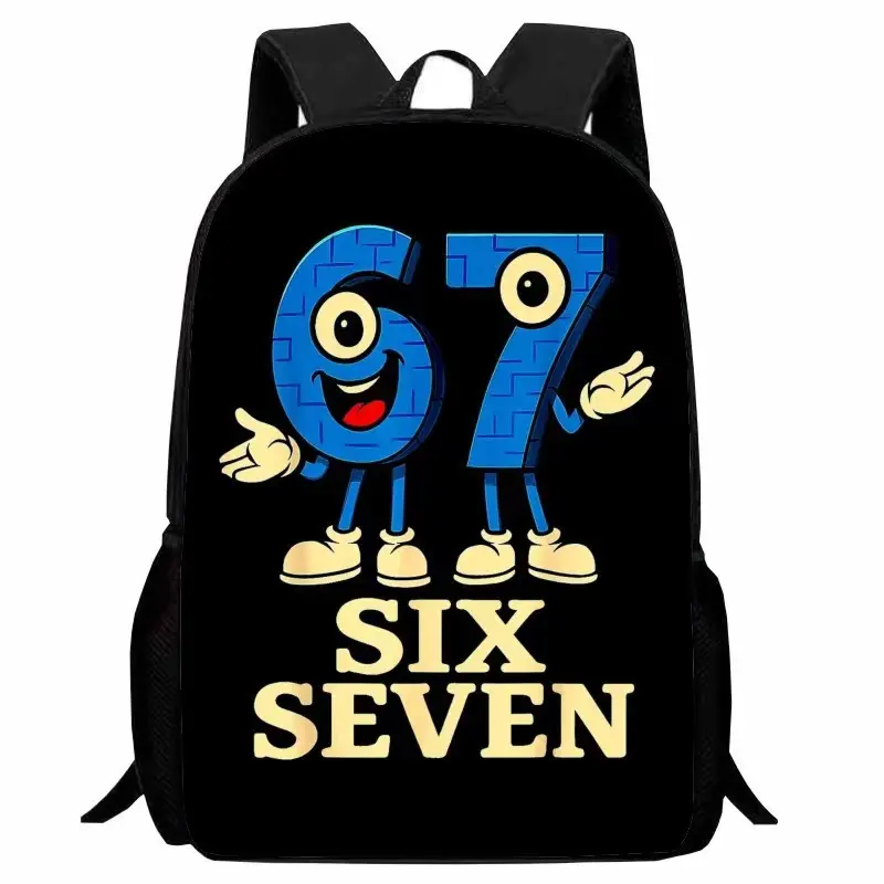1pc Backpack,  Pouch with Blue Cyberpunk 'SIX SEVEN' Robot Print. Futuristic Tech Design for Students, Professionals, or Trend Enthusiasts. Ideal for Commuting, School, Travel.