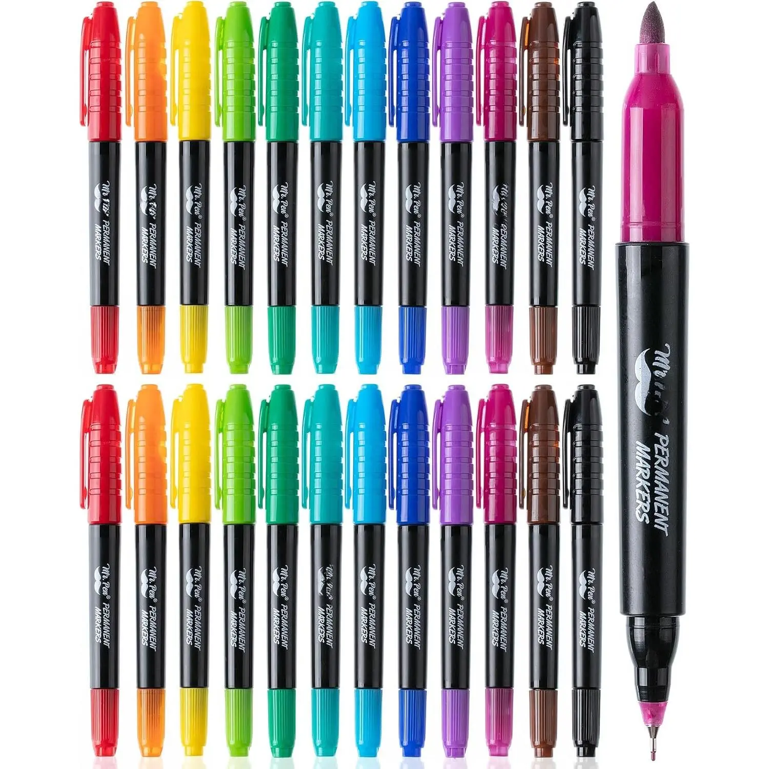 -  Tip Permanent Markers, 24 Pack, 12 Colors, Fine & Ultra Fine Tips,  Colors, Ideal for Writing, Drawing, Arts & Crafts, Office Supplies