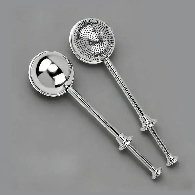 Stainless Steel Flour Sifter Wand with Long Handle, Push-Action Mesh Sifter for Baking, Kitchen Bakeware for Dusting Powdered Sugar