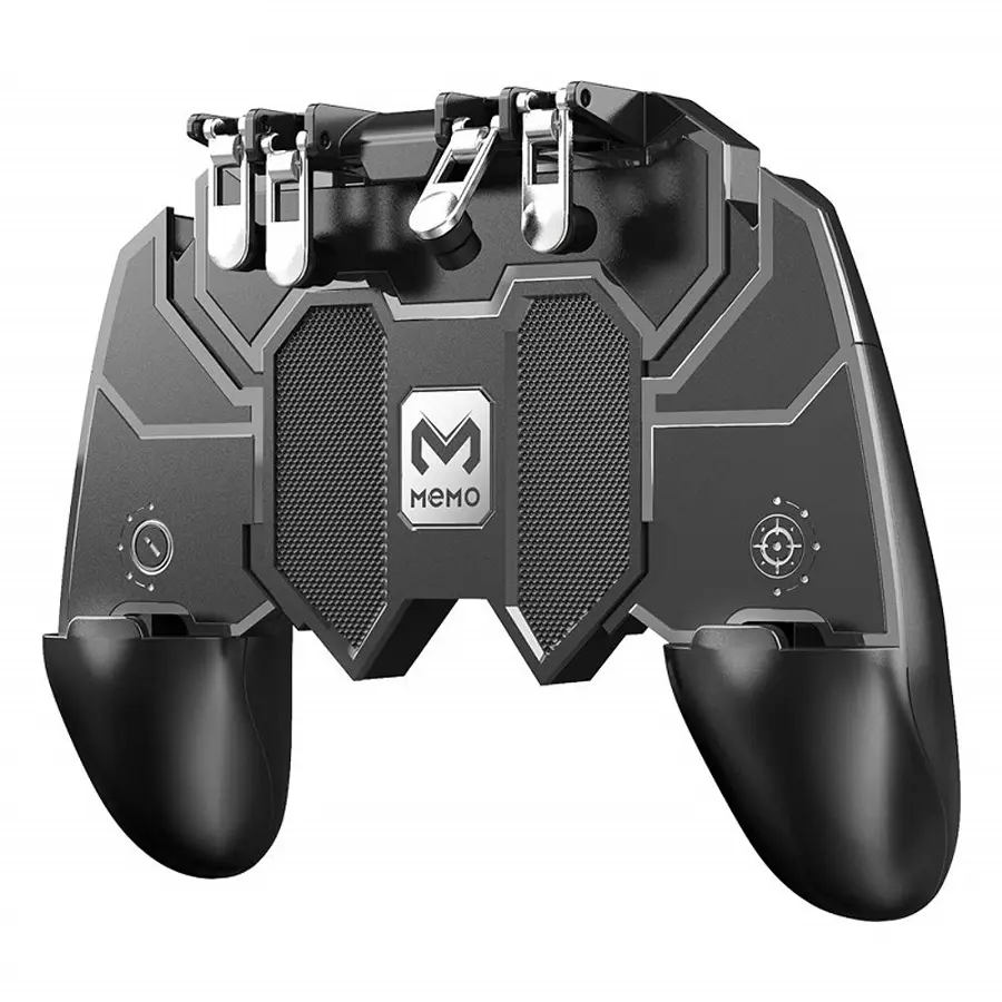 Black Alloy Mobile Gaming Gamepad - Plug-and-Play Gaming Accessory with Adjustable Grips Controllers, Fingered Controllers for Free Fire, PUBG, Compatible with Android, iPhone Smartphones
