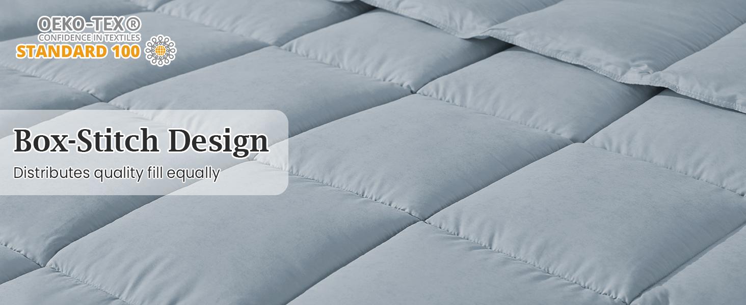 King Size Goose Feather Fiber and Down Comforter Duvet Insert All Season Hotel Luxury Bedding Comforters Soft Medium Warmth 88x104 Inches Light Grey