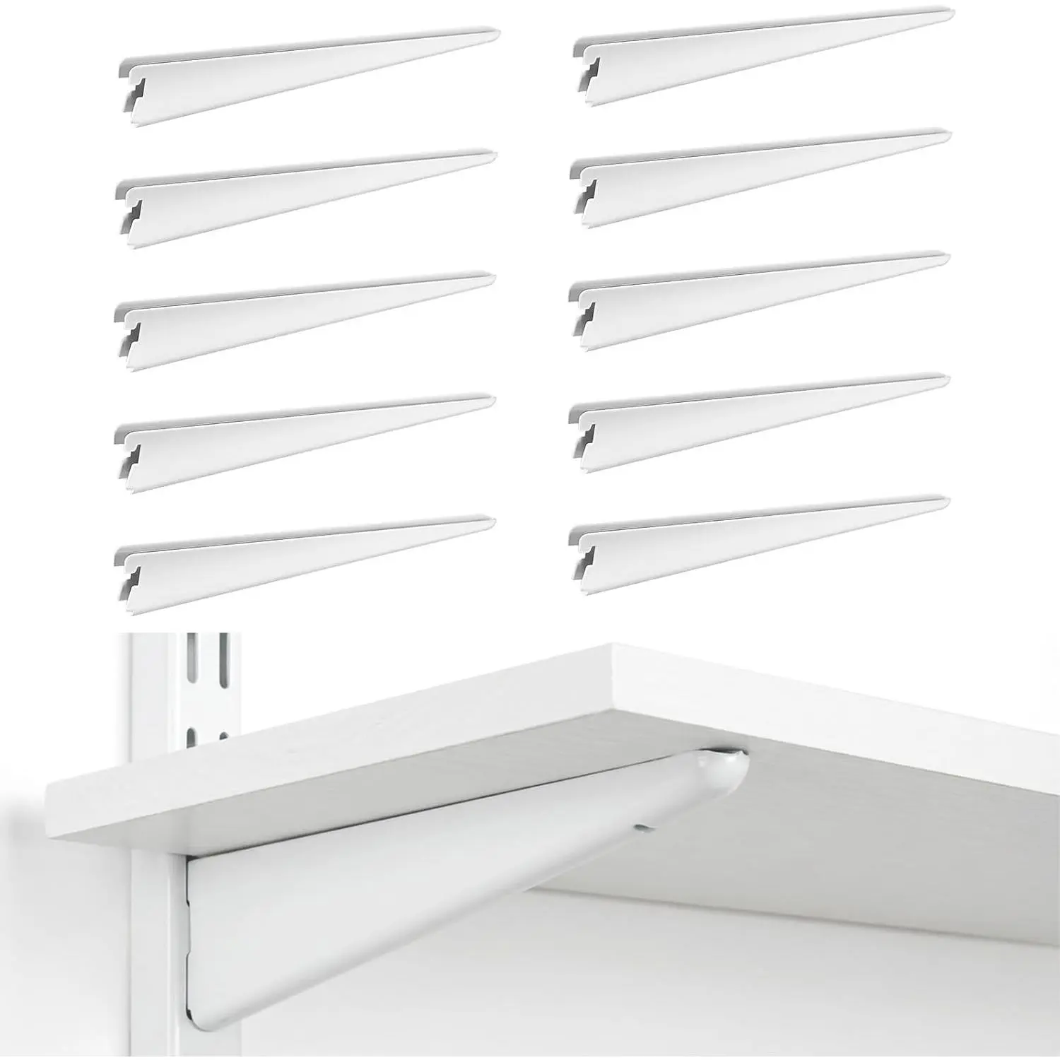 Pack Adjustable Shelf Brackets Shelving Brackets Heavy Duty, Double Track System Metal Stand, Metal Upright Track Stands for Adjustable Closet Systems Closet Organization, 11.5 Inches