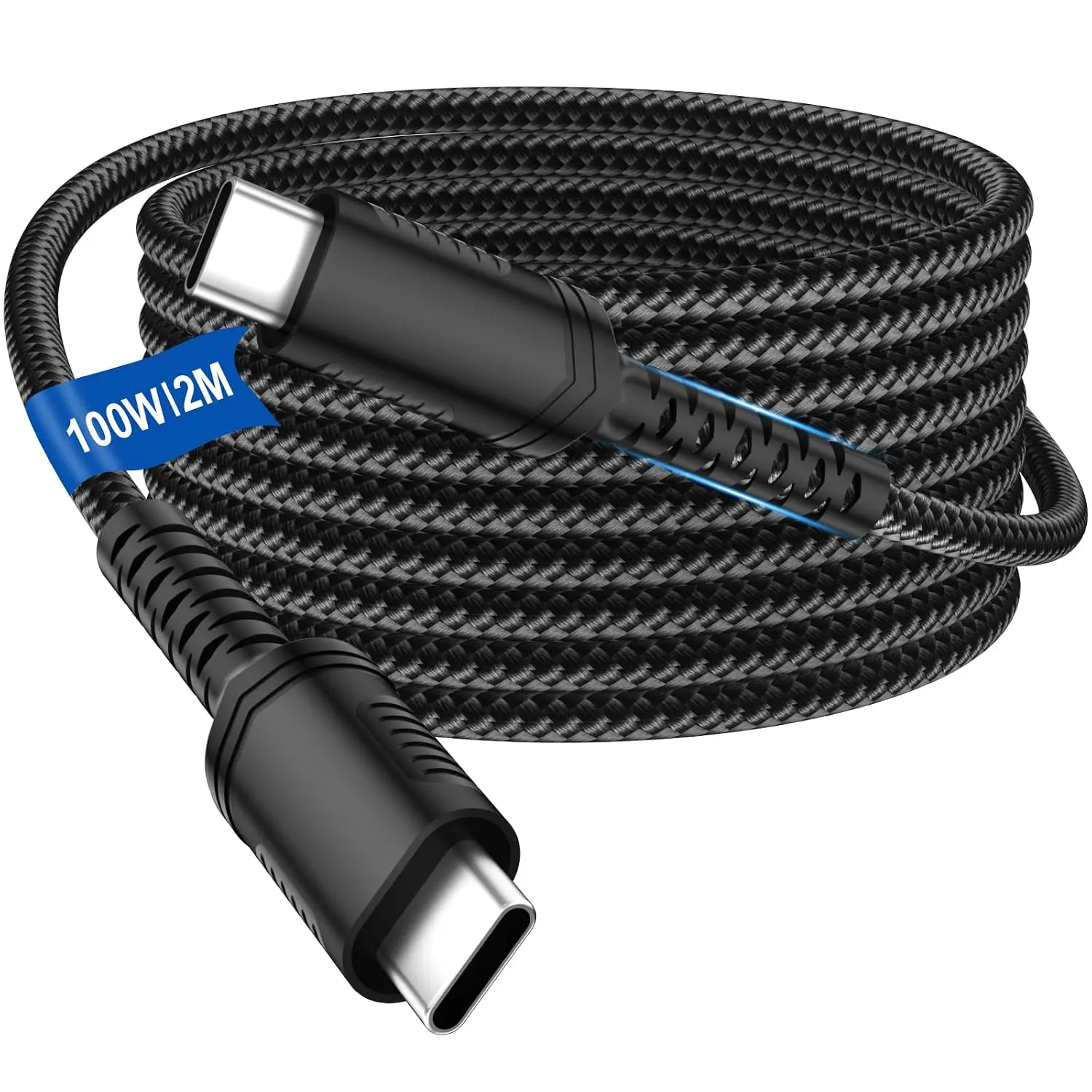 100W USB C to USB C  6FT   Cord for  17 16 | Braided TypeC Charger Cord for  17 Pro Max 17e 16e/ S26 Ultra S25 S24/A37,for //MacBook Air Lapop PC-Black, Charging, Nylon