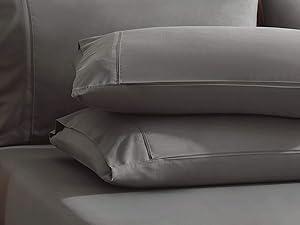 Deep Queen Sheets Sets - Fits Mattress 18-24 Inches Deep - Deep Sheets - 6 Piece Queen Size - Grey