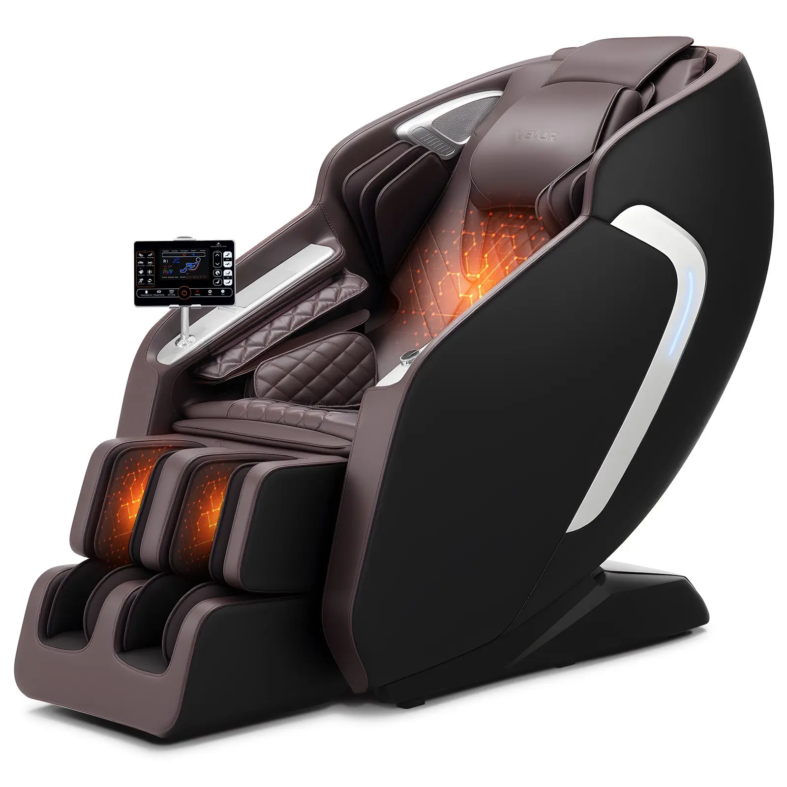 VEVOR Massage Chair, 4D Full Body Zero Gravity Recliner with SL Track, Yoga Stretch, AI Voice Control, Heat, Foot Roller, Retractable Pedal, 36 Airbags, LCD, Armrest Controls, Rolling Base