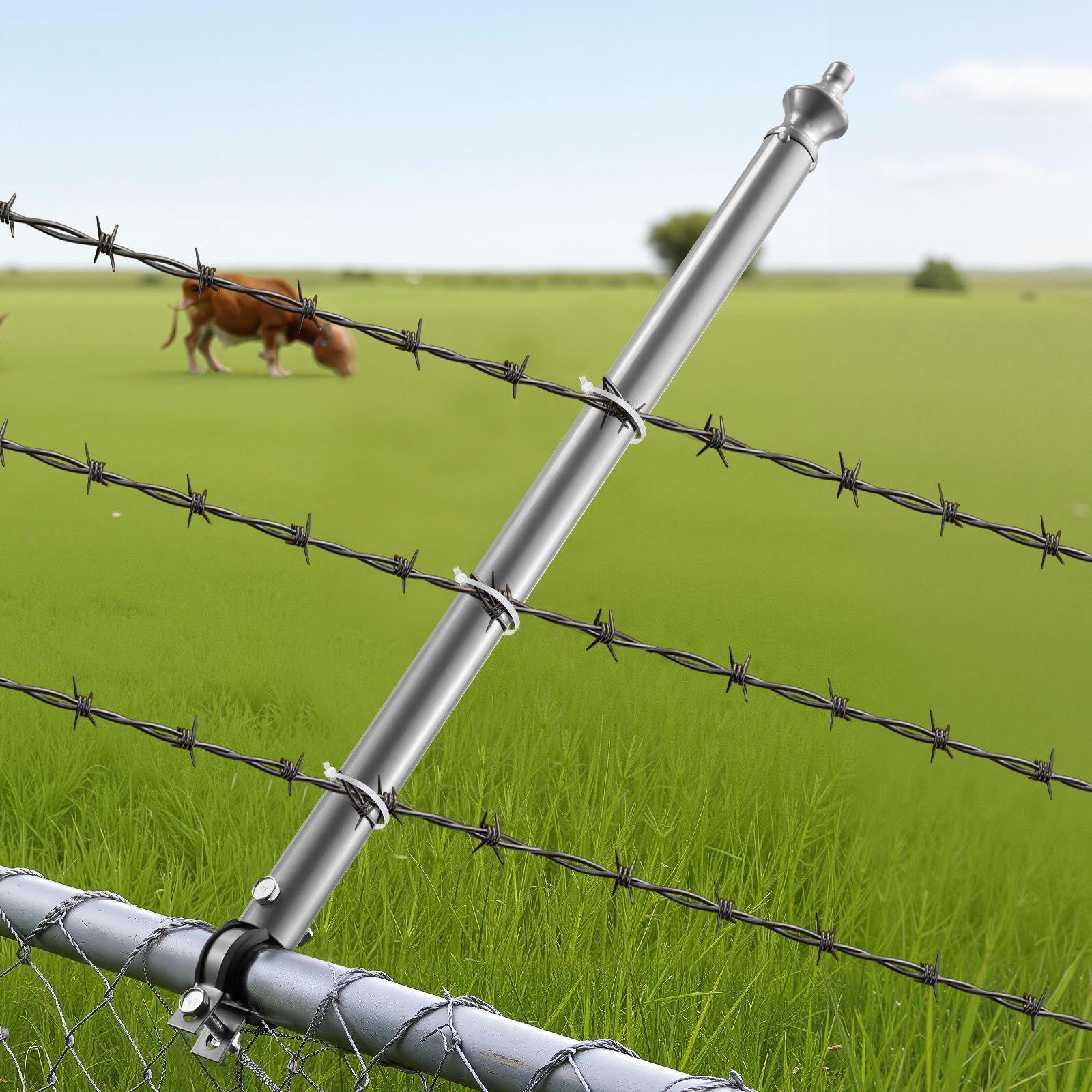 VEVOR Chain Link Fence Extensions, 18 Packs 27.4" Extension Height, Galvanized Post Extender for 1.3" to 1.5" Top of Fence, U Bracket, Barbed Wire Extend Arm for Privacy, Prevent Dogs Jumping Out