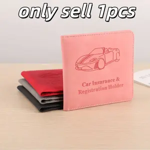 Leather Vehicle Document Organizer, Multi-Card Slot Design, Durable Scratch-Resistant, Portable and Organized, Ideal for Car Owners