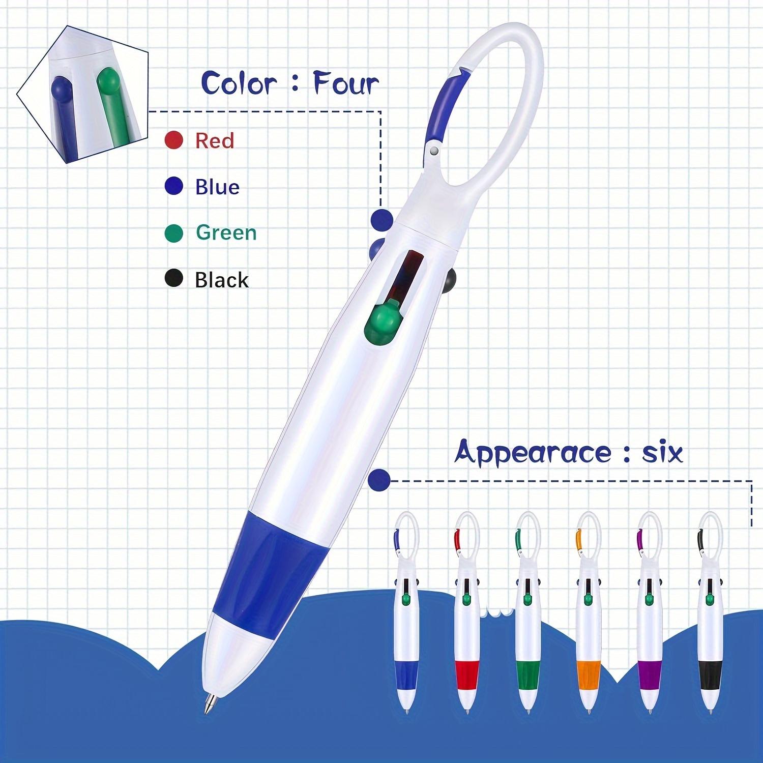 6pcs Plastic Hook and Loop 4 in 1 Multicolor Fun Smooth Writing Pens with Keychain