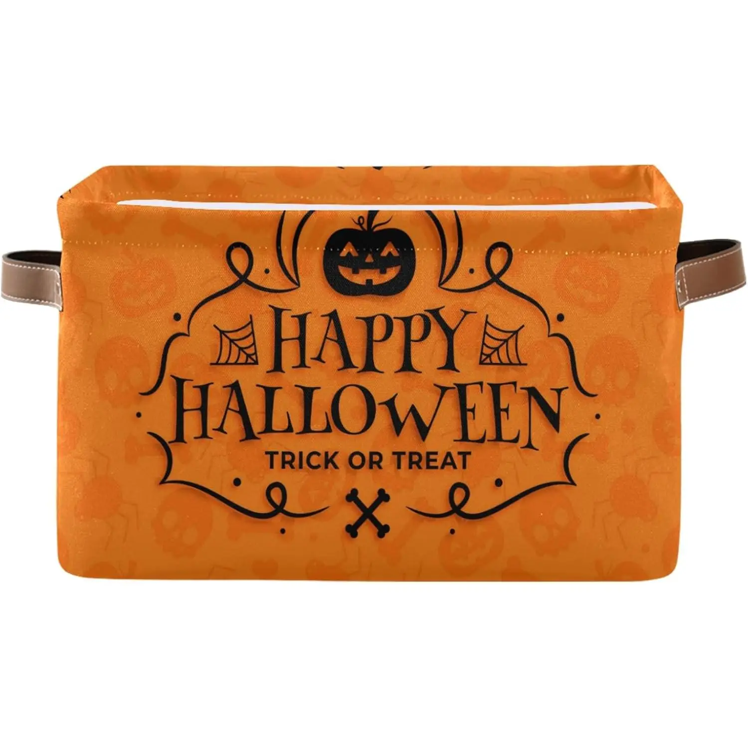 Halloween Pumpkin Foldable Storage Basket for Shelves, Collapsible  Sturdy Fabric Storage Bin with Handles, Canvas Storage Cube for Organizing Shelf   Closet 1 count