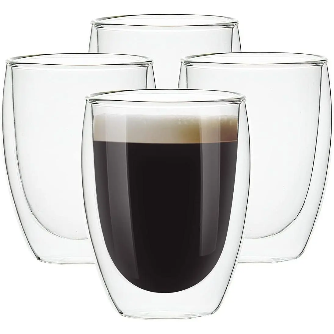 [4-Pack,12Oz] Glass Cups, Double Walled Thermo Espresso Glasses, Insulated Coffee Mugs, Drinking Glasses | Double Walled, Thermo Glasses for Espresso,Latte,Tea