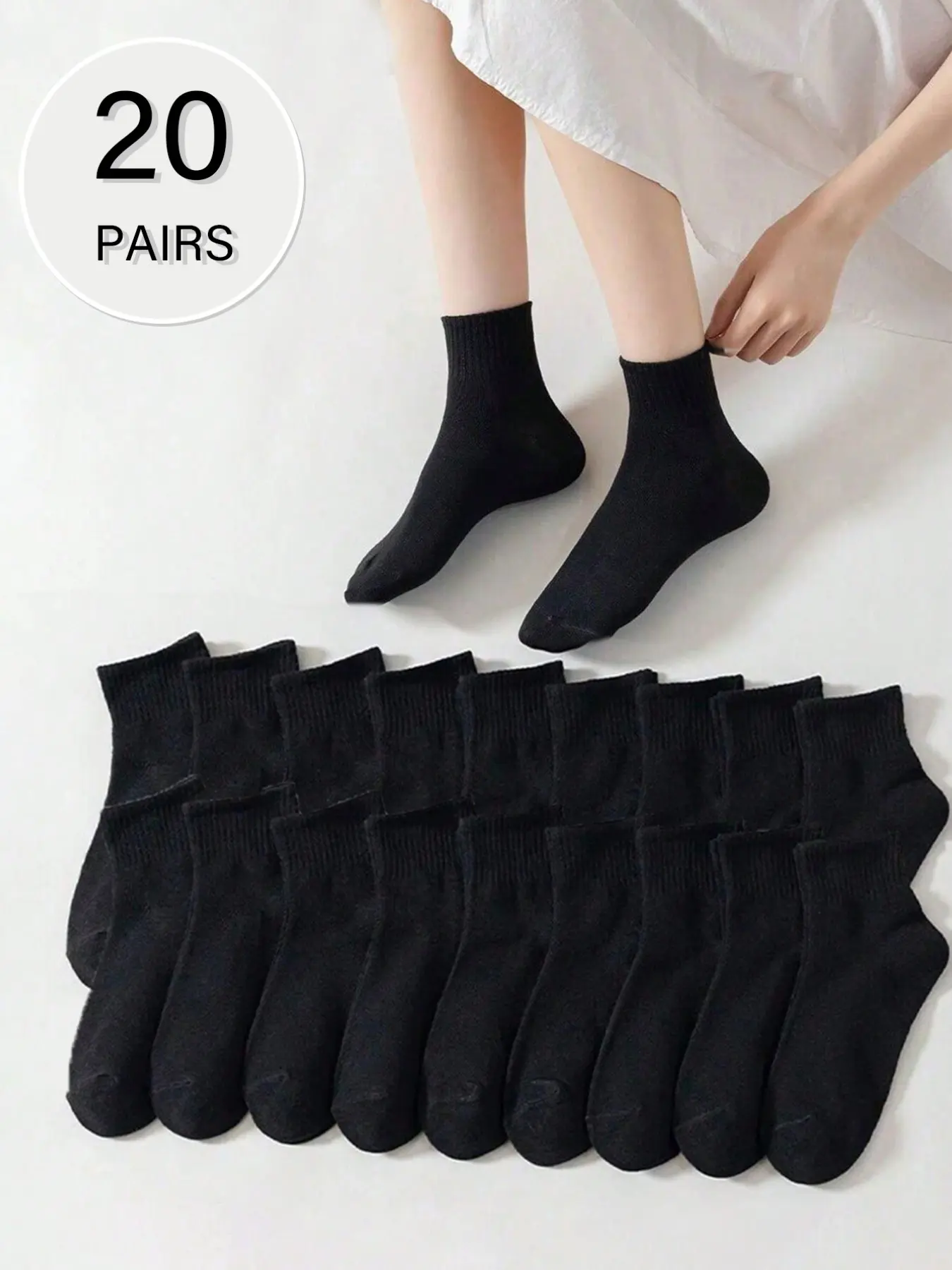 20 Pairs Unisex Ankle Socks, Low Cut Socks, Versatile Casual Wear, Simple Design, Suitable for Daily Use, Men and Women, Comfortable Footwear