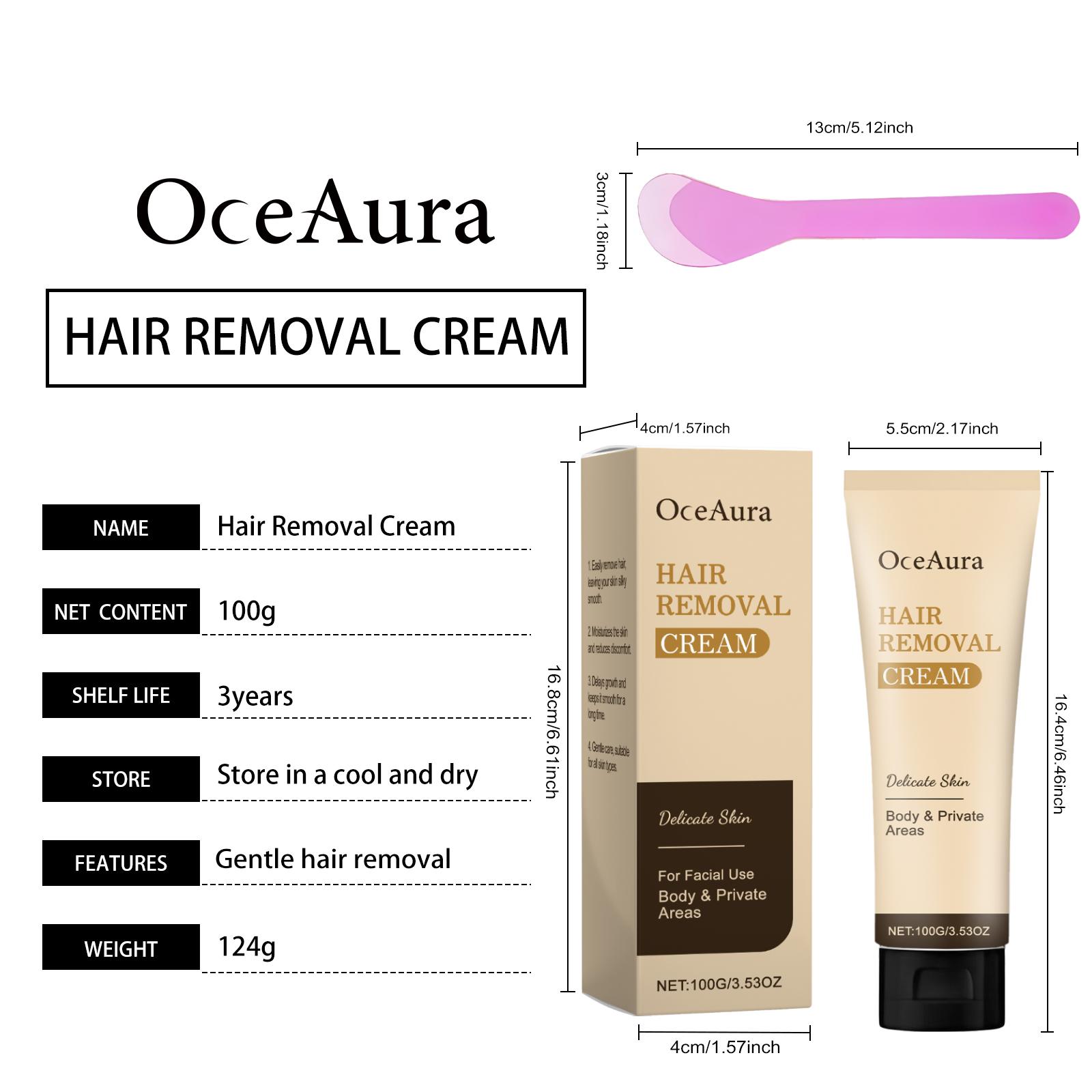 OceAura Moisturizing Skin Depilatory Cream gently cleanses the body's skin, leaving it moisturized and smooth, a topical care cream