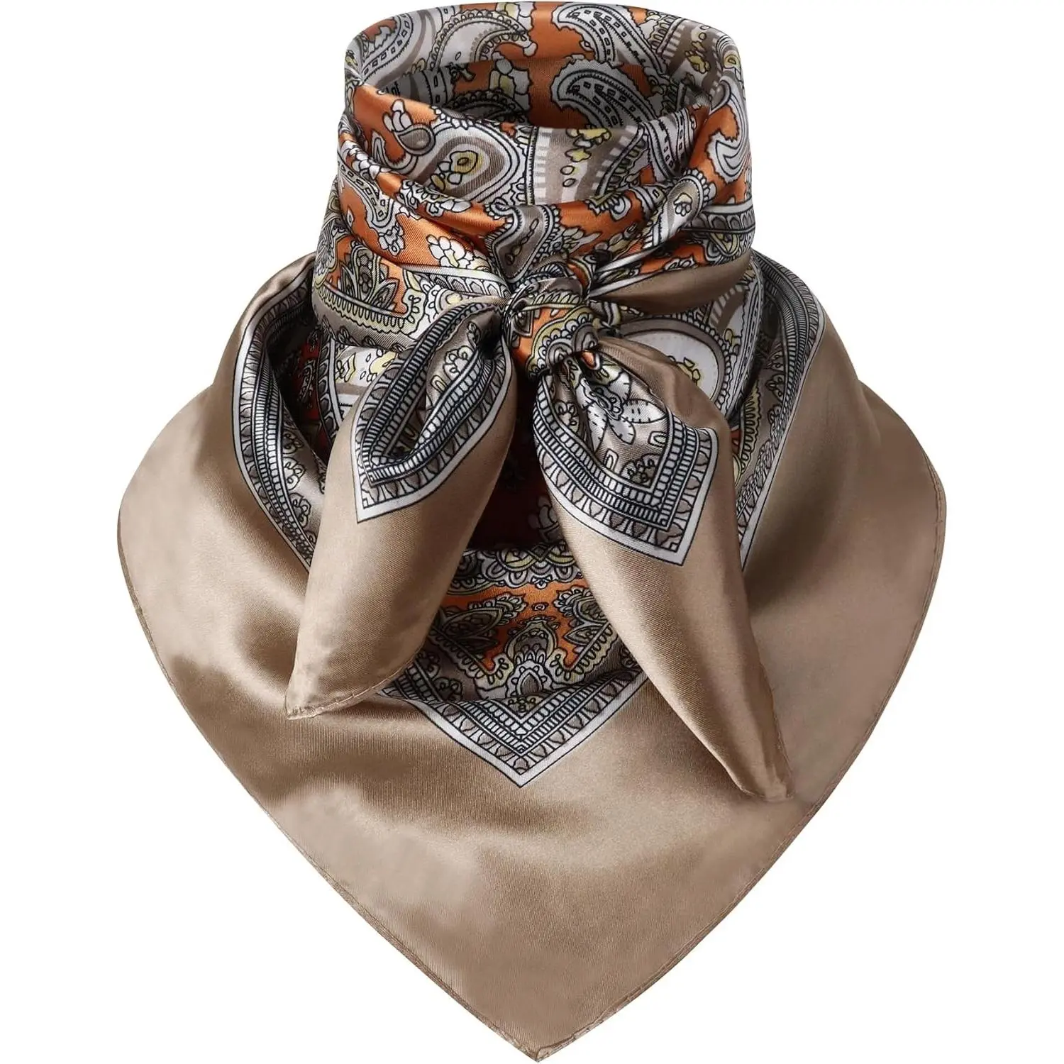 35-Inch Large Size Silky Western Look Bandana Neck Scarf for Men, Wild Rag Cowboy Neckerchief for Women