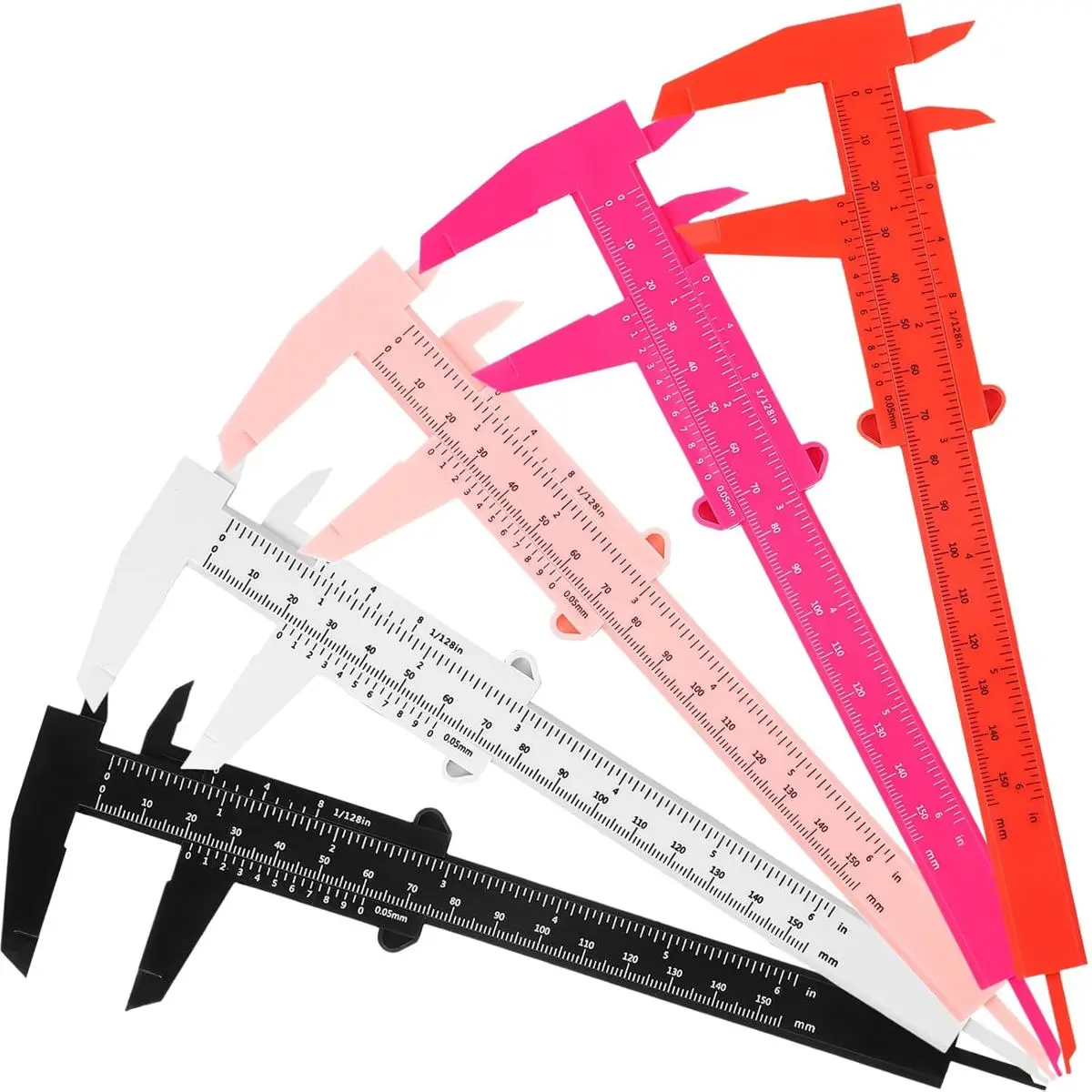 5-Pack Mini Vernier Calipers, Accurate Eyebrow Mapping Tool for Microblading Artists, 0-150mm/6-Inch Double Scale Plastic Sliding Gauge, Eyebrows