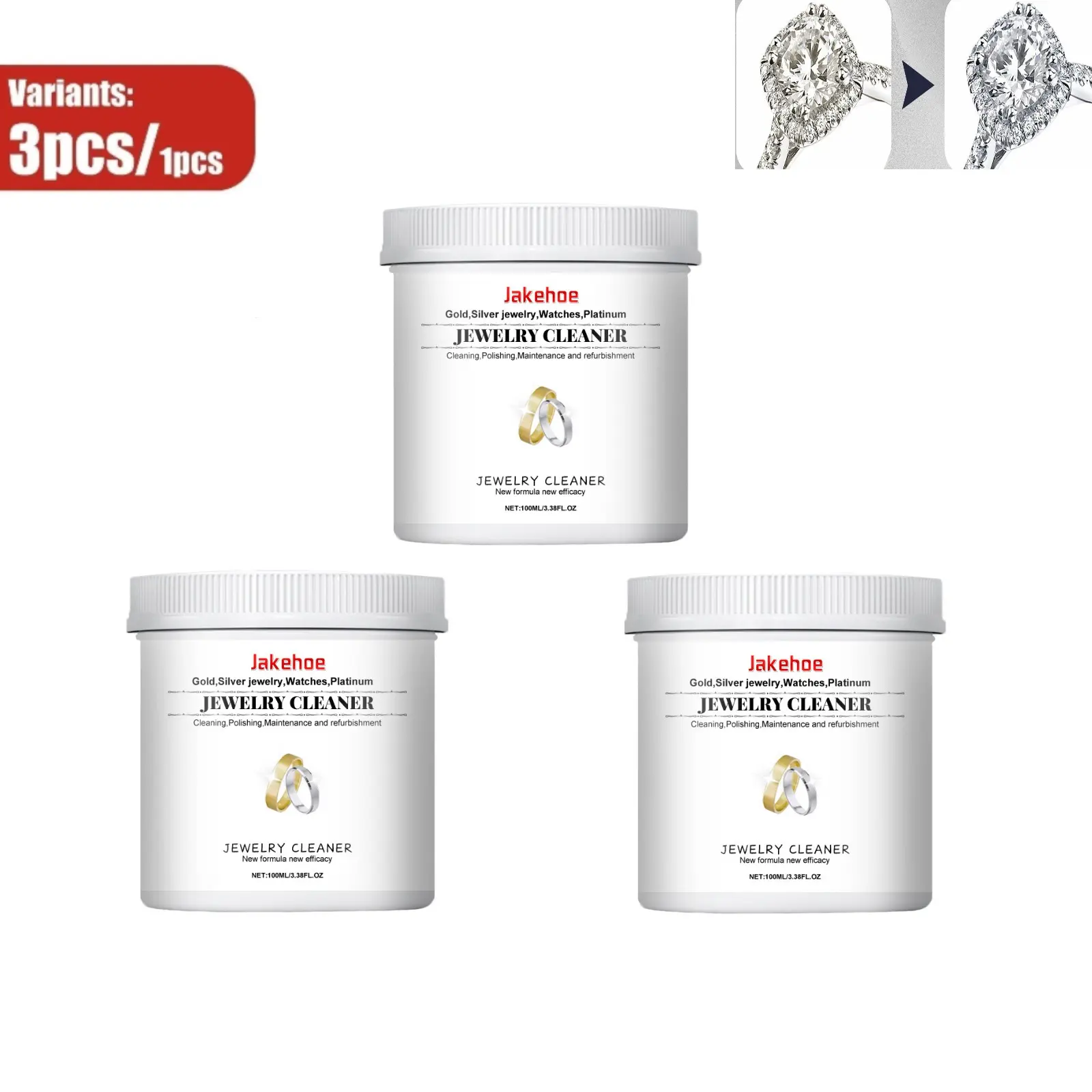 Jewelry Polishing Cleaning Liquid, Effectively Clear Oxidation Layer and Dirt, Anti-Tarnish Protection for Gold Rings, Necklaces and All Kinds of Jewelry, Portable Daily Jewelry Care Cleaning Solution