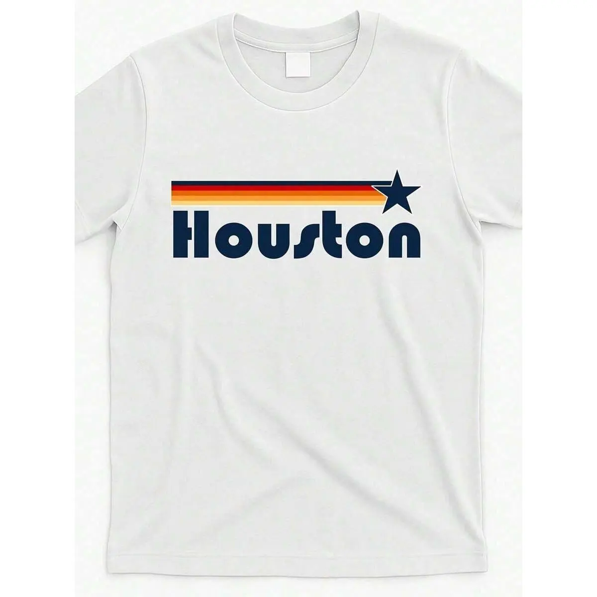 Houston Texas Baseball Colors Logo Graphic T-Shirt - Unisex Streetwear Tee With Bold H Star Design 100 Cotton Regular Fi