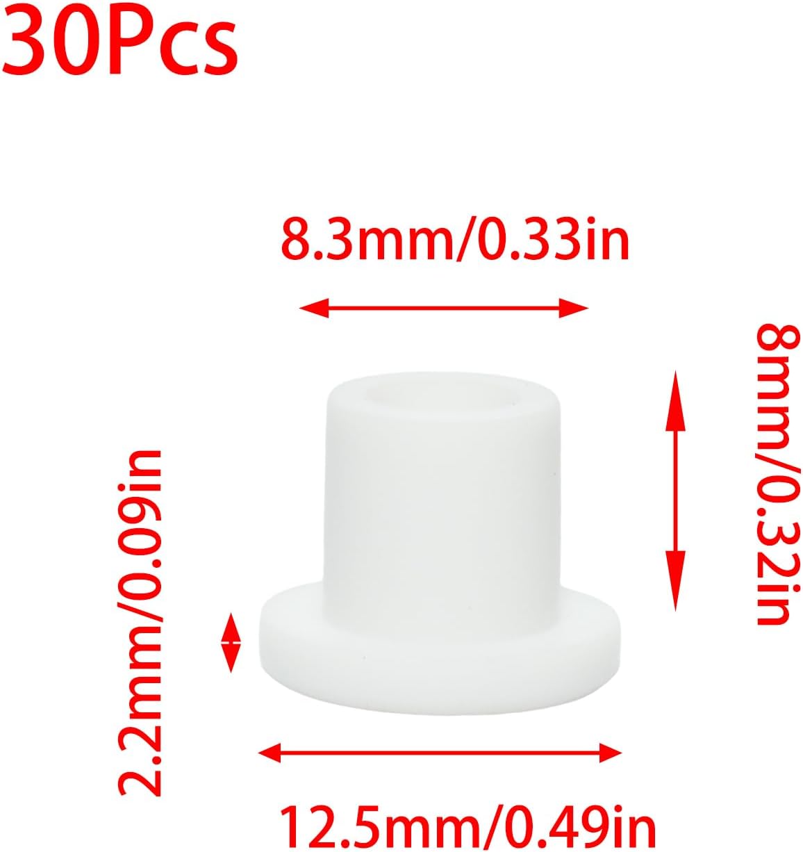 30 countS Silicone Rubber Plug,White Hole Plug,Waterproof Plug Tube Plugs Hole Plug,Flexible Hole Plug Cover Fit for 0.33"/8.3mm