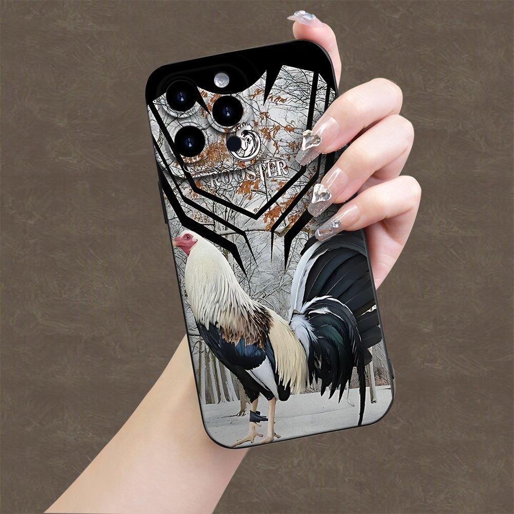 [TOP PiCKS]Liqiu Creative Rooster Pattern Soft Waterproof Angel Eye Case for iPhone Men Women Full Body Protection Non Slip Durable Silicone Cover