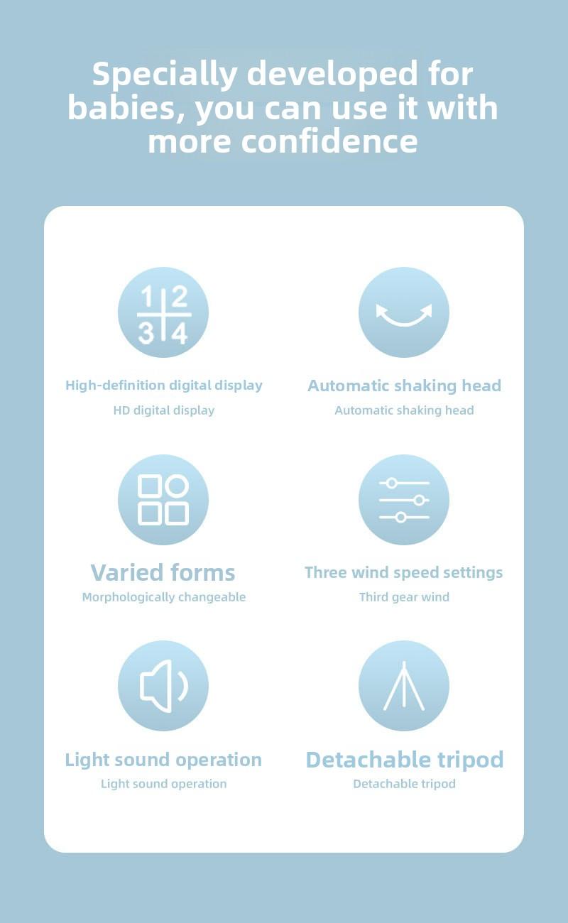 New baby stroller fan with oscillating head, octopus clamp for baby stroller, portable desktop rechargeable mini clip fan