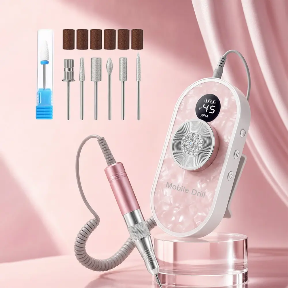 Rechargeable USB Electric Nail Drill Kit - 45-Speed Adjustable Settings, Portable Nail Polisher and Pedicure Tool, Suitable for Home Salon, Manicure and Pedicure Polishing Shaping Tools At Home Manicure