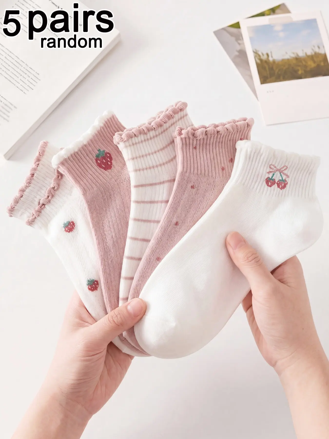 5 Pairs Random Pack Summer Women's Bubble Toe Socks, Cute Ruffle Girl Short Socks for Casual and Party, Comfortable Daily Wear