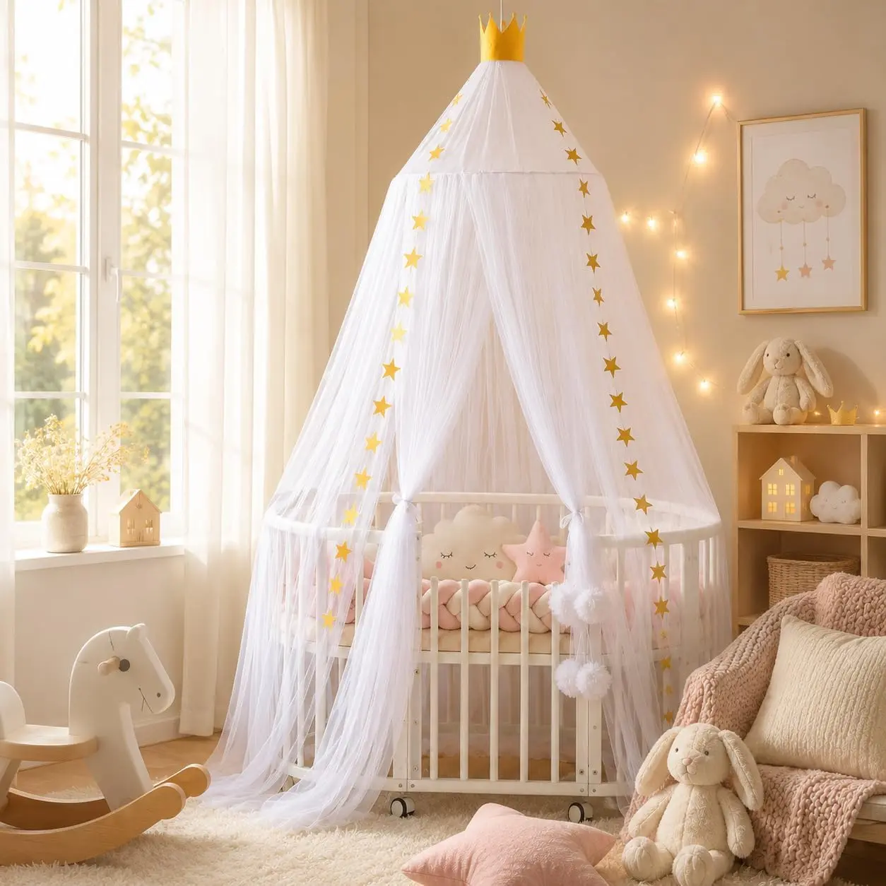 Bed for Girls - Soft, Washable and Easy to Install, Crib for Girls' Room with, Bed for Crib,Bed,Reading Nook, Snow White
