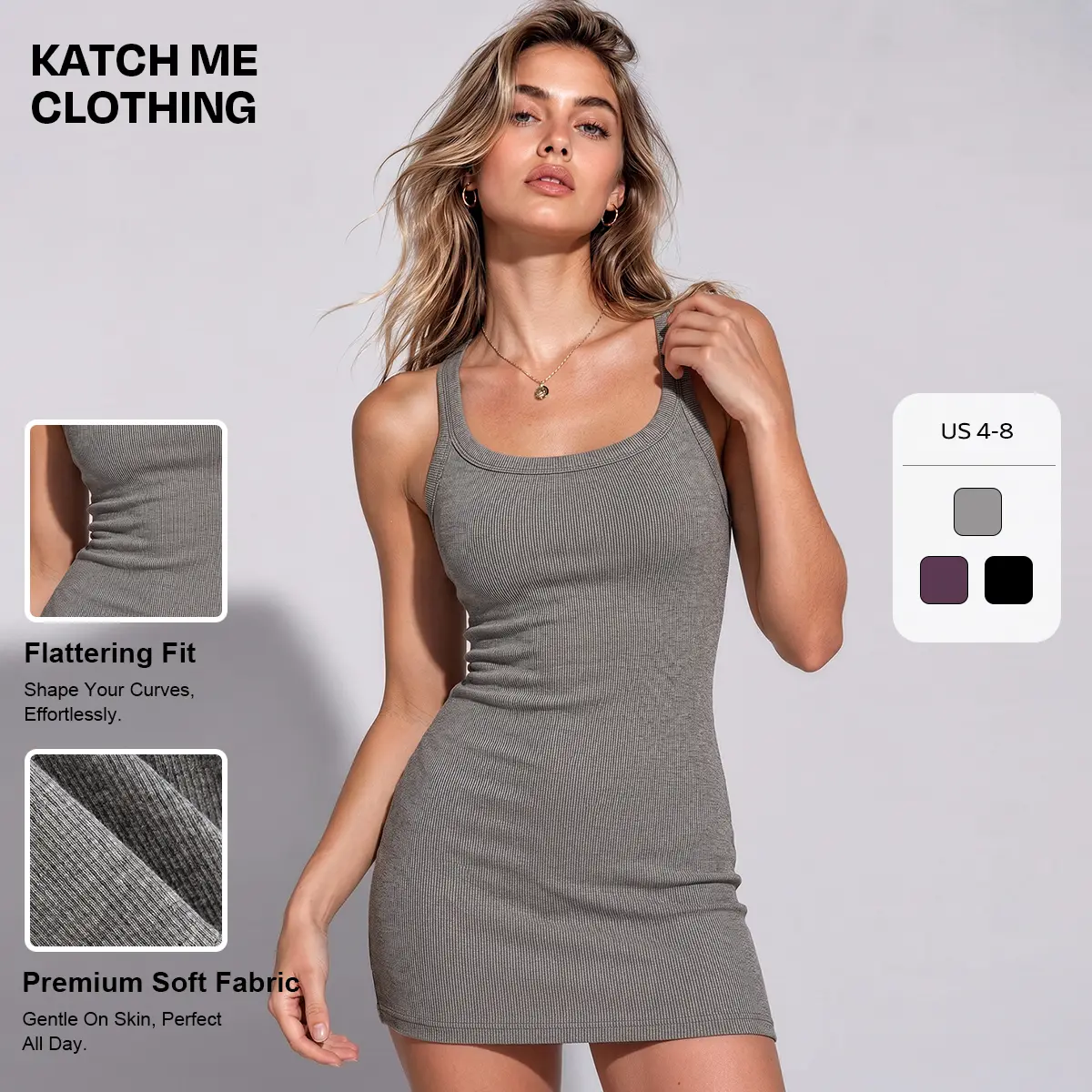 Katch Me Clothing Women's Versatile Solid Color Halterneck Dress with Chest Pad, Lightweight Sweat-Wicking Stretch Backless Pill-Resistant Summer Dresses, Breathable Flattering Figure-Hugging Soft Daily Outfit #TikTokMadeMeBuyIt #MiniDress