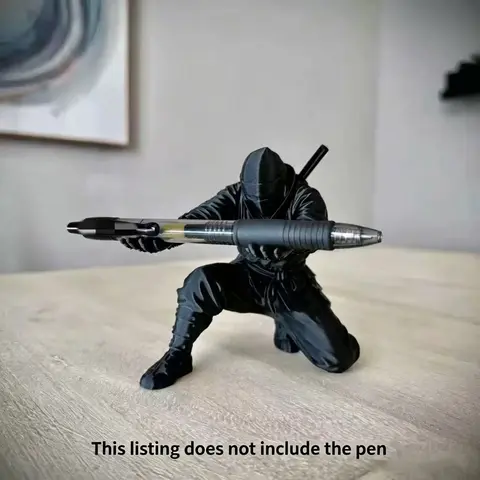 3D Printed Samurai Pen Holder Desk Organizer, Holds Pens Pencils, Dark Ninja Style, Creative Gift for Boyfriend Colleague Friend, Penholder