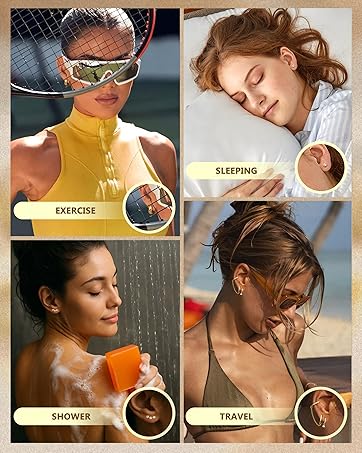 MILACOLATO 6Pairs Gold/Silver Earrings for Women Hypoallergenic Earrings Surgical Steel Cubic Zirconia Stud Huggie Hoop Cartilage Earring Set Chain Dangle Helix Hoop Earring Stack for Multiple Piercings