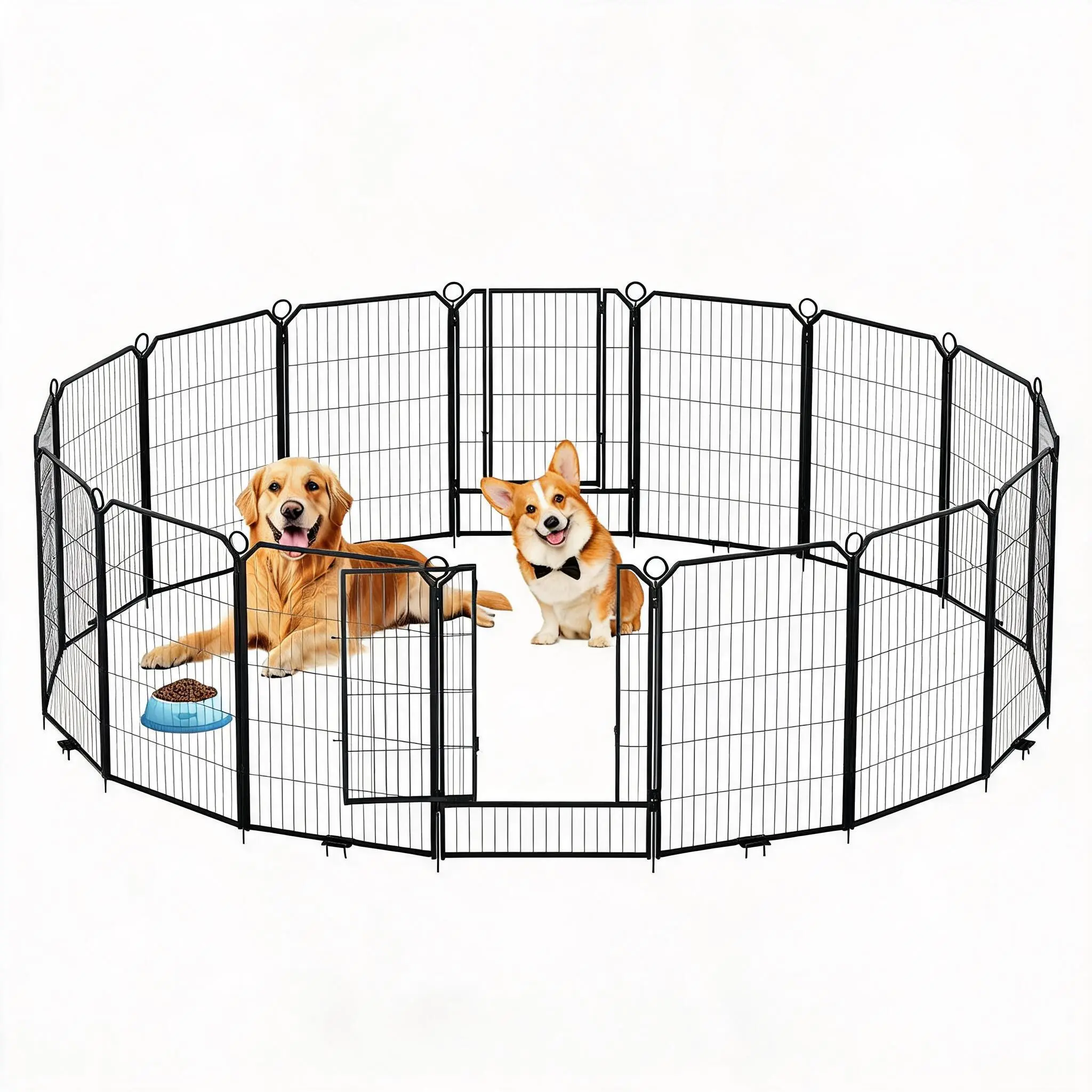 Heavy Duty Metal Dog Playpen - 24 Inch 8-Panel Pet Exercise Fence with Gate - Collapsible, Freestanding, Indoor/Outdoor Use - Secure Enclosure for Small/Medium Dogs & Puppies - Easy Assembly, Black