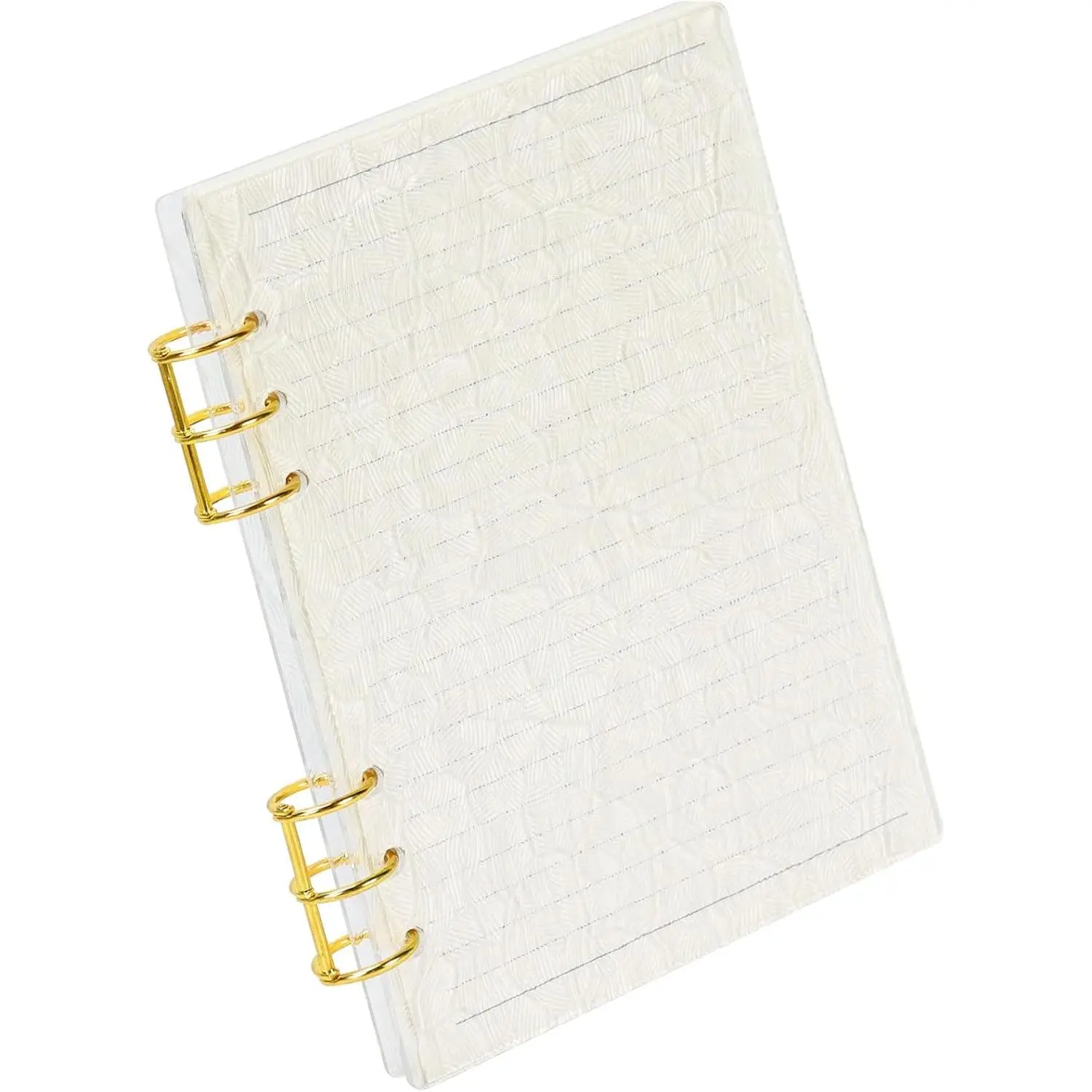 Clear  Binder with  6-Ring Mechanism - Refillable Planner Cover for Journaling, Budgeting & Notes (Includes 45 Lined Sheets) (Shell-Grain A5)