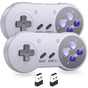 2.4 GHz  SNES   Controller, USB Receiver, Compatible with / OLED, PC,  OS, Android, Steam Deck, Raspberry Pi (Rechargeable) (Plug and Play) (2 Pack)