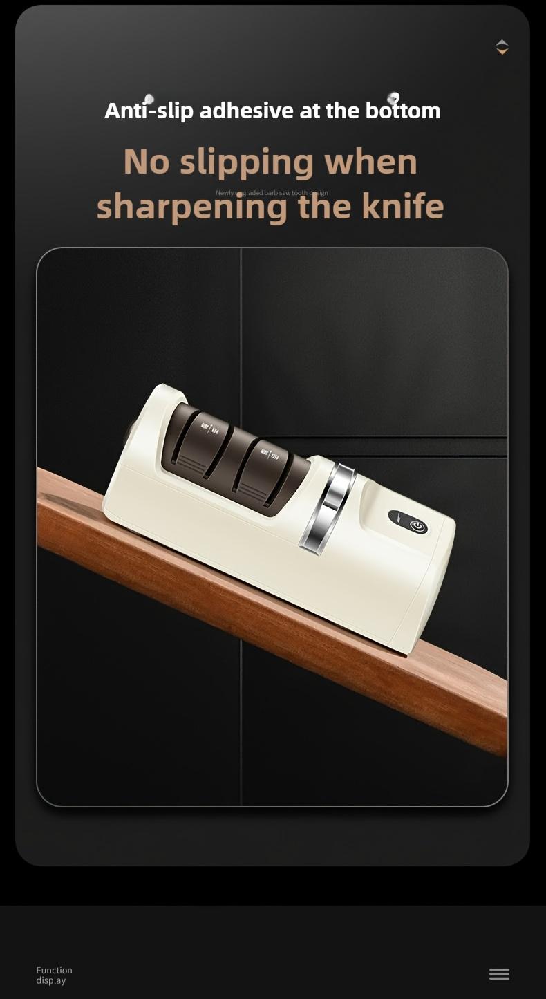 Professional USB Electric Knife Sharpener, Portable and Efficient, Battery Powered, Fine Sanding Grain, USB Charging, Durable Abs Material
