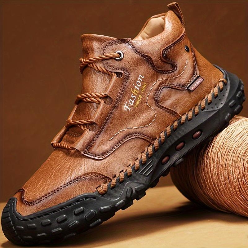 Men's High Top Boots - Durable Lace-Up, All Season Microfiber Synthetic Footwear, Rubber Sole, Great for Hiking and Outdoor Activities, Hiking Boots