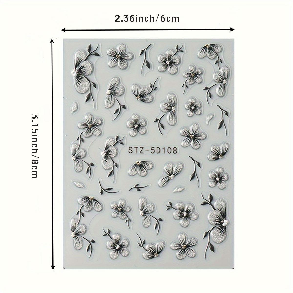 5D Embossed Daisy Design Nail Art Stickers, 6 Counts/set Flower Design Nail Art Decals, Self Adhesive Nail Art Supplies for Women and Girls, Christmas, Christmas Gift