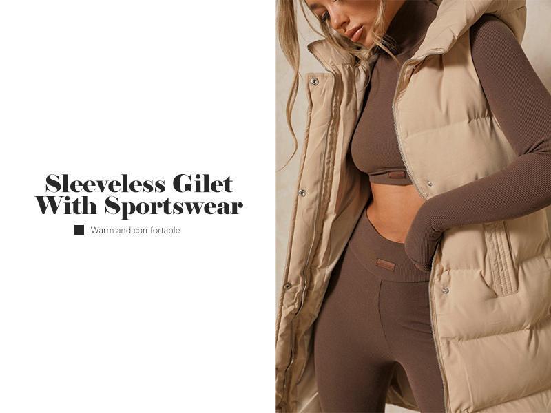 【Clearance】Imily Bela Womens Down Vest with Stand Collar Thick Hooded Sleeveless Long Coats Jacket