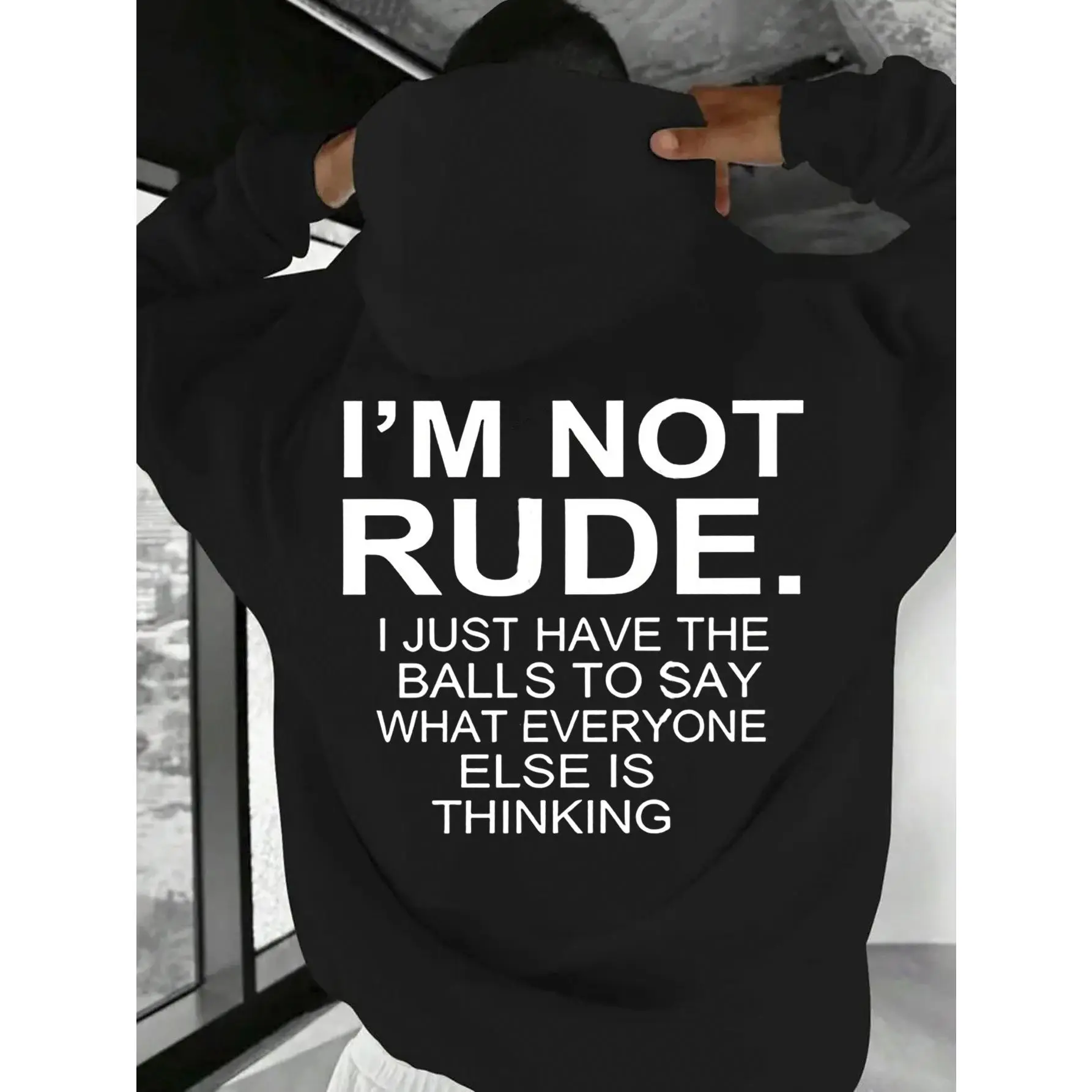 I’m Not Rude I Just Have The Balls To Say What Everyone Else Is Thinking Back‑Print Hoodie, 100% Cotton Sarcastic Statement Hooded Sweatshirt