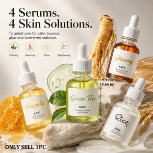 Korean Face Serum 30ml, Hydrating Glow Essence, Green Tea Panthenol, Ginseng Snail Mucin, Propolis Niacinamide or Rice Alpha Arbutin, Soothing Brightening Skincare for Dry Sensitive Skin