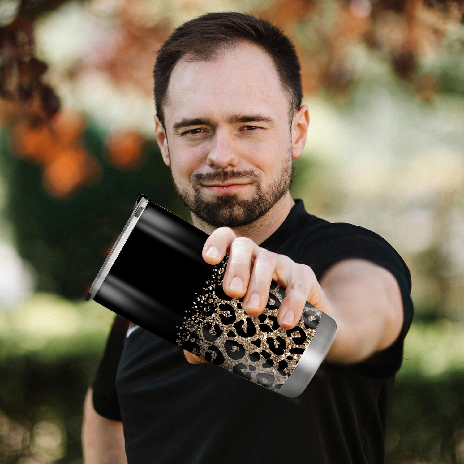 1 pack, 20 oz/590 ml, leopard print thermos cup, stainless steel coffee cup with lid, perfect for women and friends for birthday and Christmas gifts, Mother's Day gifts