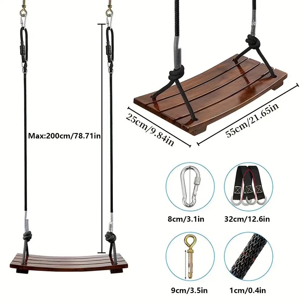 Adult Play Swing Full Plank Recessed Swing Outdoor Activity Tree Trunk Hanging Play Swing Playground Accessory Swing Family Outing Christmas Halloween Gift Gift for Parents Couple Swing
